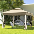 Outsunny 3 x 3(m) Pop Up Gazebo, Double-roof Garden Tent with Netting and Carry Bag, Party Event Shelter for Outdoor Patio, Cream White