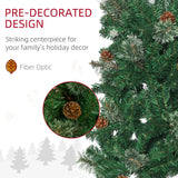 HOMCOM 6.5FT Tall Pencil Slim Artificial Christmas Tree with Realistic Branches, Tip Count and Pine Cones, Pine Needles Tree, Xmas Decoration, Green