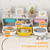 AIYAPLAY Low Height 2 Tiers Storage Organiser, Kids Toy Storage Unit with 6 Removable Bins for Bedroom, Nursery, Playroom