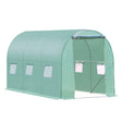 Outsunny Walk-in Polytunnel Greenhouse, Outdoor Garden Tunnel Greenhouse Tent with Zipped Roll-Up Door and 6 Mesh Windows, 3 x 2M