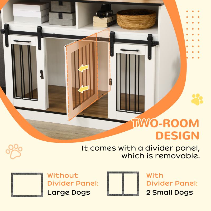 PawHut Dog Crate Furniture for Small and Large Dogs, with Movable Divider - White