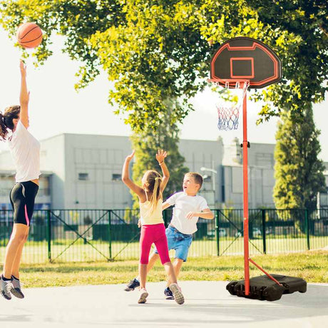 HOMCOM Outdoor Free Standing Basketball Stand Kids Fun Ball Games Net Hoop Garden Sports Backboard Portable Height Adjustable (1.55m-2.1m) w/ Wheels, Black