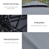 Outsunny 3m LED Light Overhanging Parasol - Grey