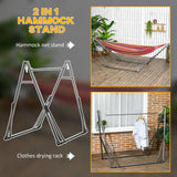 Outsunny Foldable Hammock Stand, Portable Hammock with Metal Frame, 2 in 1 Hammock Net Stand, Clothes Drying Rack, Load Capacity 120kg, for Patio, Garden, Yard, Black