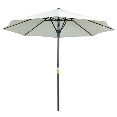 Outsunny Garden 3(m) Parasol Umbrella, Outdoor Market Table Umbrella Sun Shade Canopy with 8 Ribs, Easy Push to Open, Cream