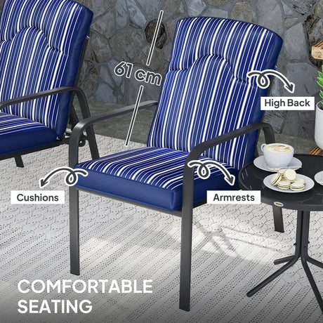 Outsunny Three-Piece Reclining Chair Set - Blue