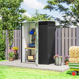 Outsunny 5ft x 3ft Metal Garden Storage Shed, Outdoor Tool Shed with Sloped Roof, Lockable Door for Tools, Equipment, Grey