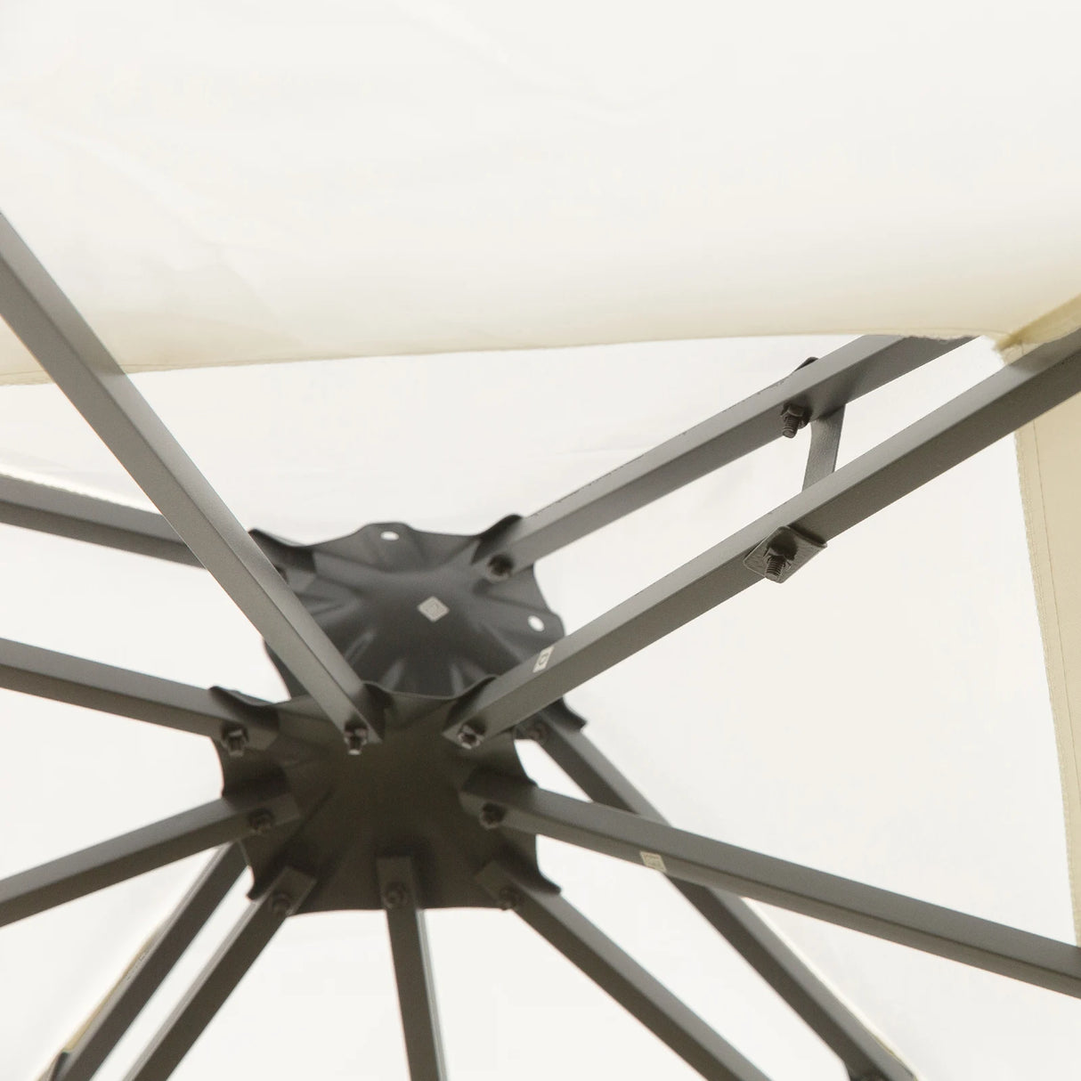 Outsunny 3 x 3m Outdoor Steel Gazebo with 2 Tier Roof, Garden Gazebo Patio Canopy Marquee Shelter with Decorative Steel Frame - Cream