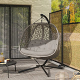 Outsunny Outdoor Double Hanging Chair with Cushion and Cup Holders, Sand Brown