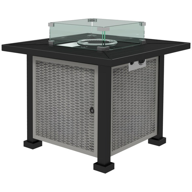 Outsunny 81 x 81cm 50,000 BTU Gas Fire Pit Table - Grey