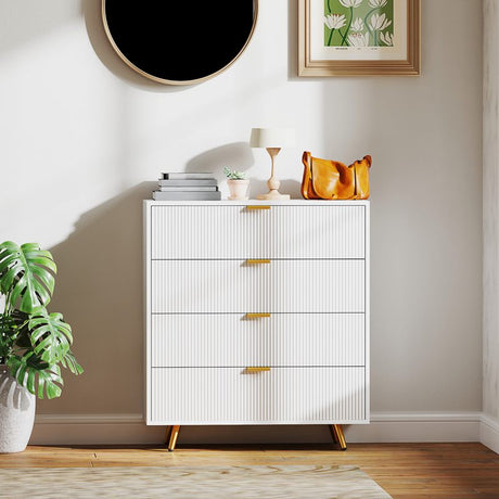 HOMCOM Elegant Four-Drawer Bedside Table - White