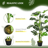 Outsunny 100cm/3.3FT Artificial Monstera Tree Decorative Cheese Plant 21 Leaves with Nursery Pot, Fake Tropical Palm Tree for Indoor Outdoor Dcor, Set of 2
