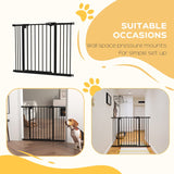 PawHut Metal 74-100cm Wide Adjustable Dog Gate Black