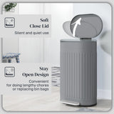 HOMCOM 30L Metal Kitchen Bin, with Soft-Close Lid - Grey