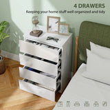 HOMCOM High Gloss Chest of Drawers, 4-Drawer Storage Cabinets, Modern Dresser for Bedroom, White