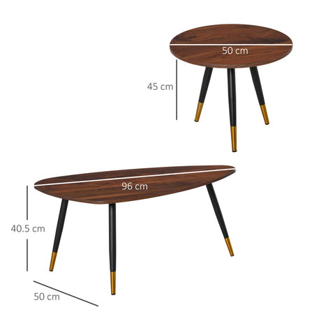 HOMCOM Set of Two Scandinavian-Style Coffee Tables - Walnut