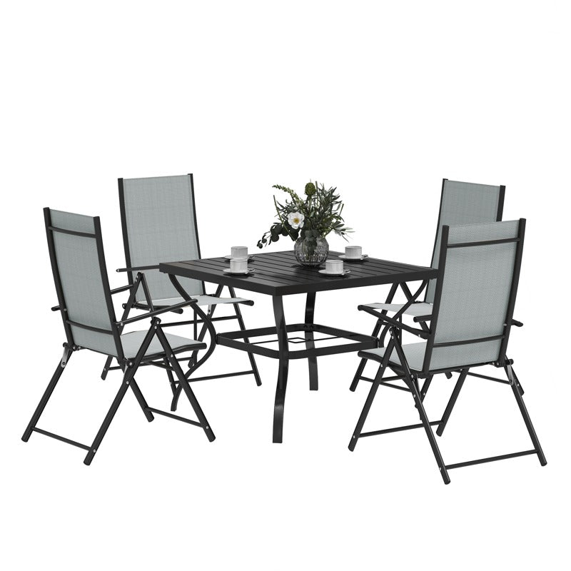 Outsunny Five-Piece Steel Frame Patio Set - Grey/Black