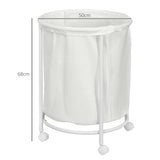 HOMCOM 100L Steel Frame Laundry Bin, with Wheels - White