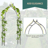 Outsunny Vintage Style Steel Garden Patio Outdoor Arbor & Trellis Arch Support Vines & Climbing Plants Garden Decoration - Black 2.5H m