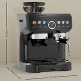 HOMCOM 15 Bar Coffee Machine, with Adjustable Grind, Steamer and Accessories - Black