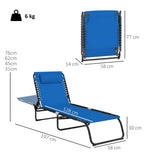 Outsunny Foldable Sun Lounger, Outdoor 4 Level Adjustable Backrest Reclining Chaise Chair, Steel Frame Recliner Chair for Camping, Hiking, Navy Blue