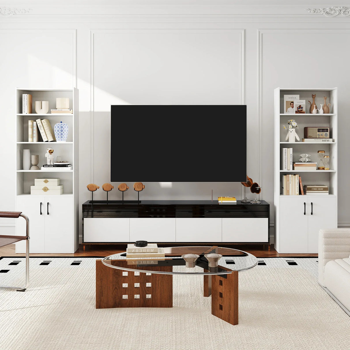 6-tier Modern Style Bookcase with Adjustable Shelves-White