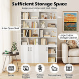 6-tier Modern Style Bookcase with Adjustable Shelves-White