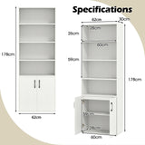 6-tier Modern Style Bookcase with Adjustable Shelves-White