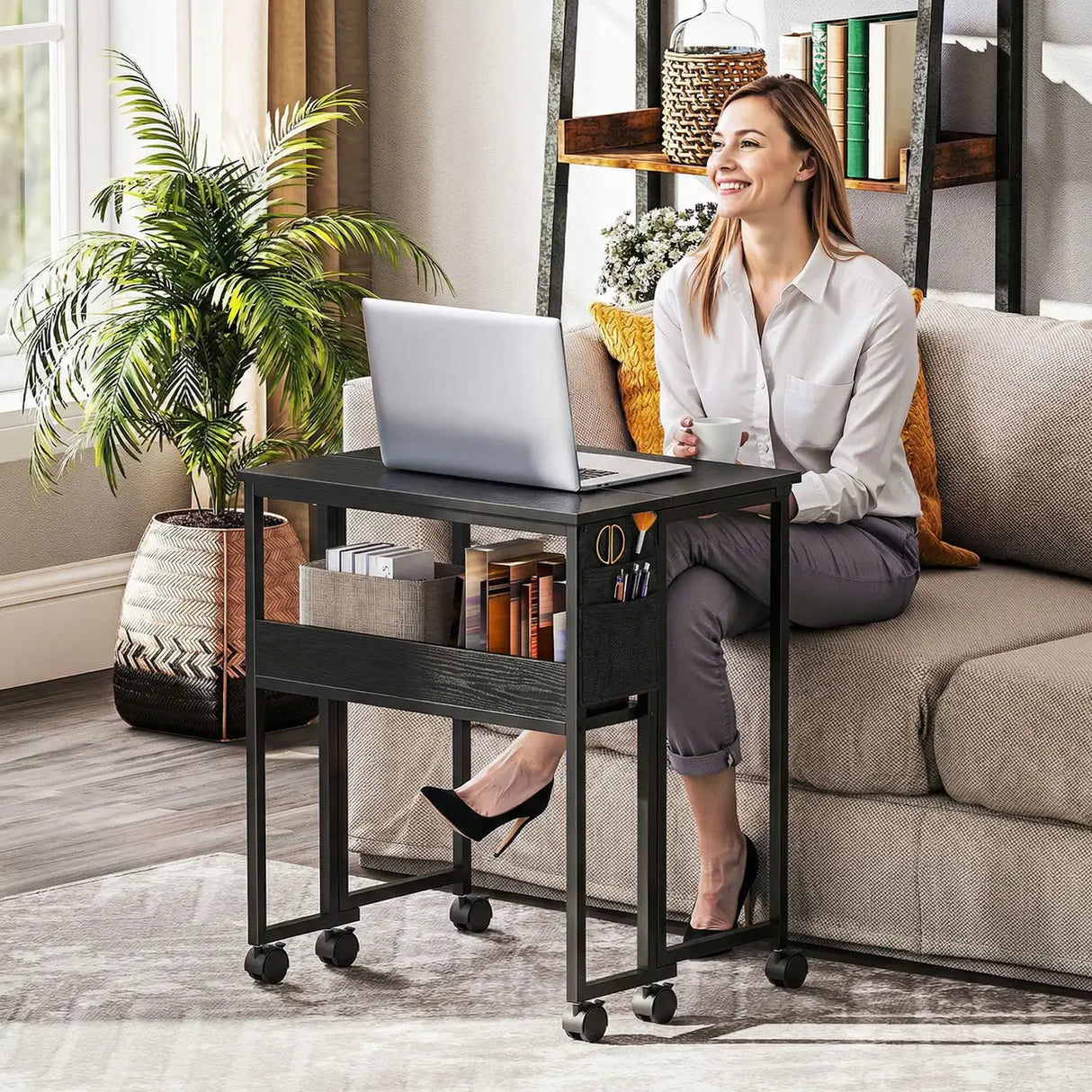 HOMCOM 63 cm Drop Leaf Writing Work Desk - Black