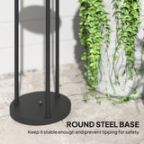 Outsunny Boho Rattan Floor Lamp, 3-Lights Rattan Lamp with Shelf, Freestanding Solar Garden Light with Auto On/Off Lights, Grey