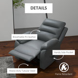 HOMCOM Electric Riser and Recliner for Elderly with 8 Vibration Massage, PU Leather Power Lift Recliner Chair for Living Room with Side Pockets, Footrest, Grey