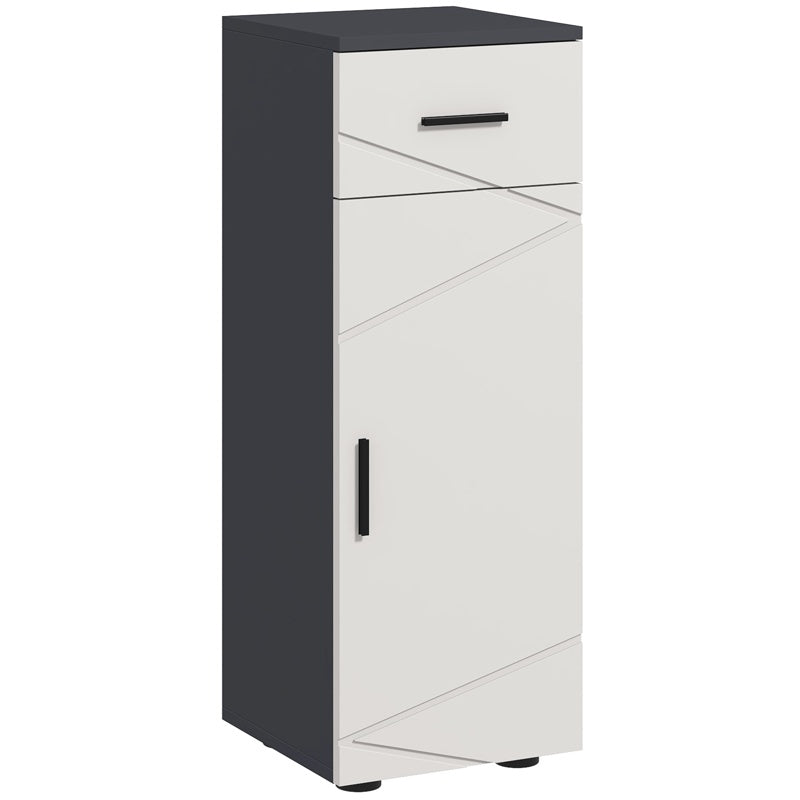 kleankin Slim Bathroom Cabinet, Narrow Bathroom Storage Cabinet with Drawer, Door Cupboard, Adjustable Shelf and Soft Close Mechanism, Grey