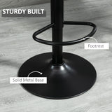 HOMCOM Modern Bar Stools Set of 2, Height Adjustable Swivel Bar Chairs with Backrest, Gas Lift and Footrest, Microfibre Barstools for Breakfast Counter, Kitchen Island, Grey