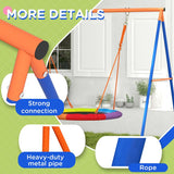 Outsunny Metal Kids Swing Set Nest Swing Seat with A-Frame Structure for Outdoor Use - Multicoloured