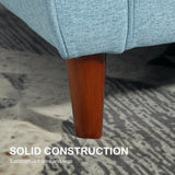 HOMCOM 2 Seater Sofa with Spring Cushion, Fabric Sofa with Wooden Legs, Modern Love Seat for Living Room, 140cm Width Tufted Couch for Bedroom, Light Blue