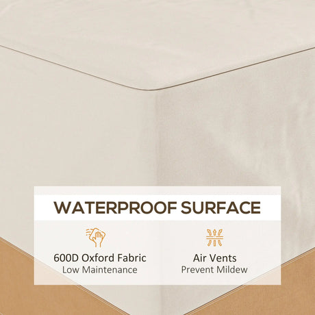 Outsunny Garden Furniture Covers Waterproof, 600D Oxford Outdoor Furniture Cover with 4 Air Vents, 275 x 208 x 78 cm, Beige