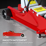 HOMCOM Low Profile Jack, Hydraulic Racing Floor Jack, 8-38cm Lifting Range, 2.5 Ton Capacity, Red
