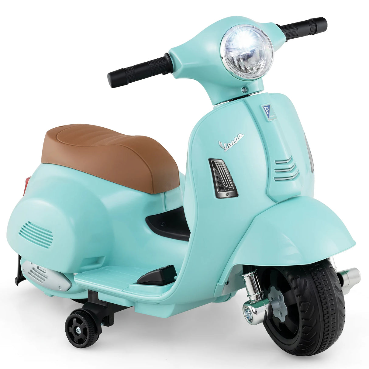6V Kids Ride on Motorcycle Vespa Licensed with Lights and Horn Sound-Green