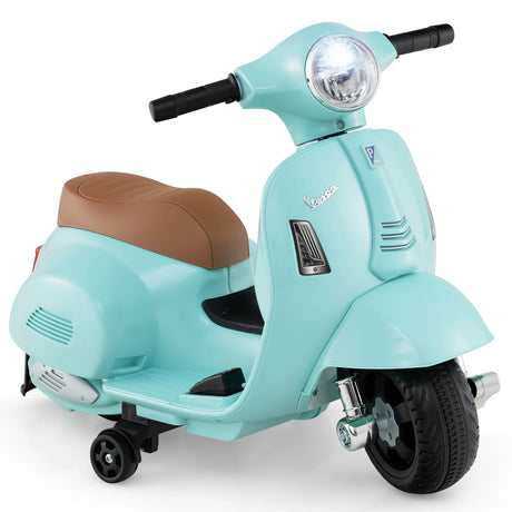 6V Kids Ride on Motorcycle Vespa Licensed with Lights and Horn Sound-Green