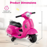 6V Kids Ride on Motorcycle Vespa Licensed with Lights and Horn Sound-Pink