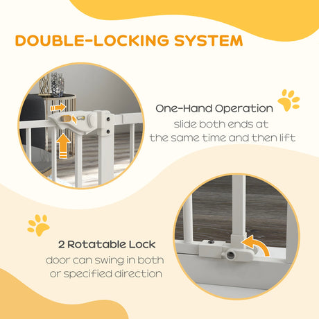 PawHut Adjustable Safety Gate w/ One Extensions, Four Adjustable Screws, White