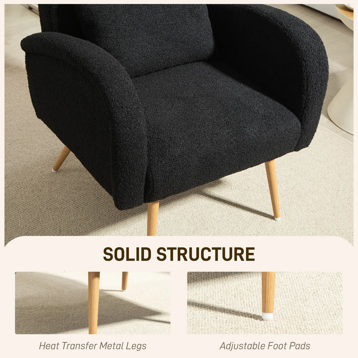 HOMCOM Teddy Fleece Accent Chair - Black