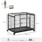 PawHut Metal Dog Cage Kennel Locking Door & Wheels Removable Tray Openable Top For Large Pets 109.5 x 71 x 78 cm