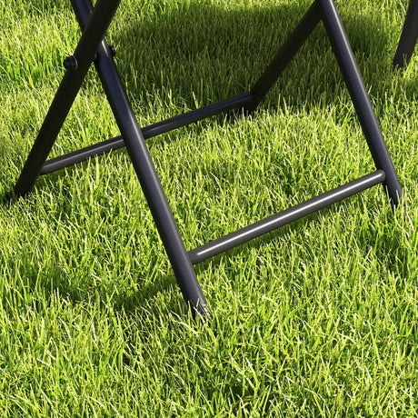 Outsunny Folding Rattan Garden Dining Table, 68 cm Round Rattan Garden Table with Water Ripple Tempered Glass Top, Wicker Edging  and Steel Frame for Outdoor, Patio, Grey