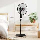HOMCOM 16in Pedestal Standing Floor Fan, Oscillation Cooling Fan with Remote Control, Black