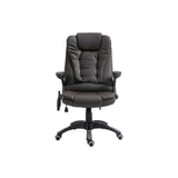 HOMCOM 6-Point Massage Office Chair with Seat Heated for Home Office, PU Leather High Back Executive Desk Chair with Adjustable Height and 360 Swivel for Work Study, Brown