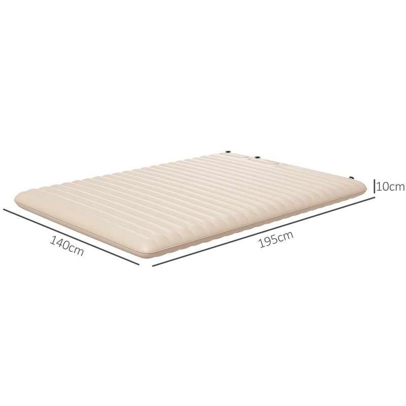 Outsunny Double Inflatable Mattress, with Built-In Pump - White