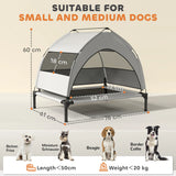 PawHut Portable Elevated Dog Bed with Removable Canopy, Cooling Raised Pet Cot for Small Medium Dogs, 76 x 61 x 60 cm