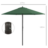 Outsunny 2.8m Garden Parasol Umbrella, Round Outdoor Market Table Umbrella Sun Shade Canopy, Green