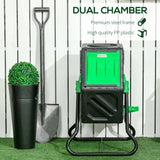 Outsunny 65L Garden Compost Bin, Single Chamber Rotating Composter, Compost Maker with 24 Ventilation Openings and Steel Legs
